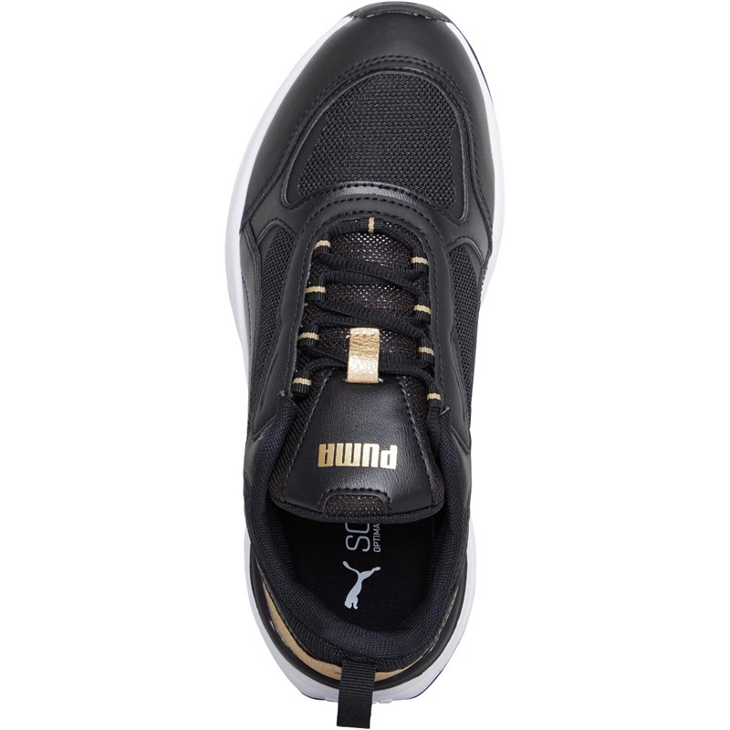 Puma Womens Cassia Distressed Trainers Black/Gold