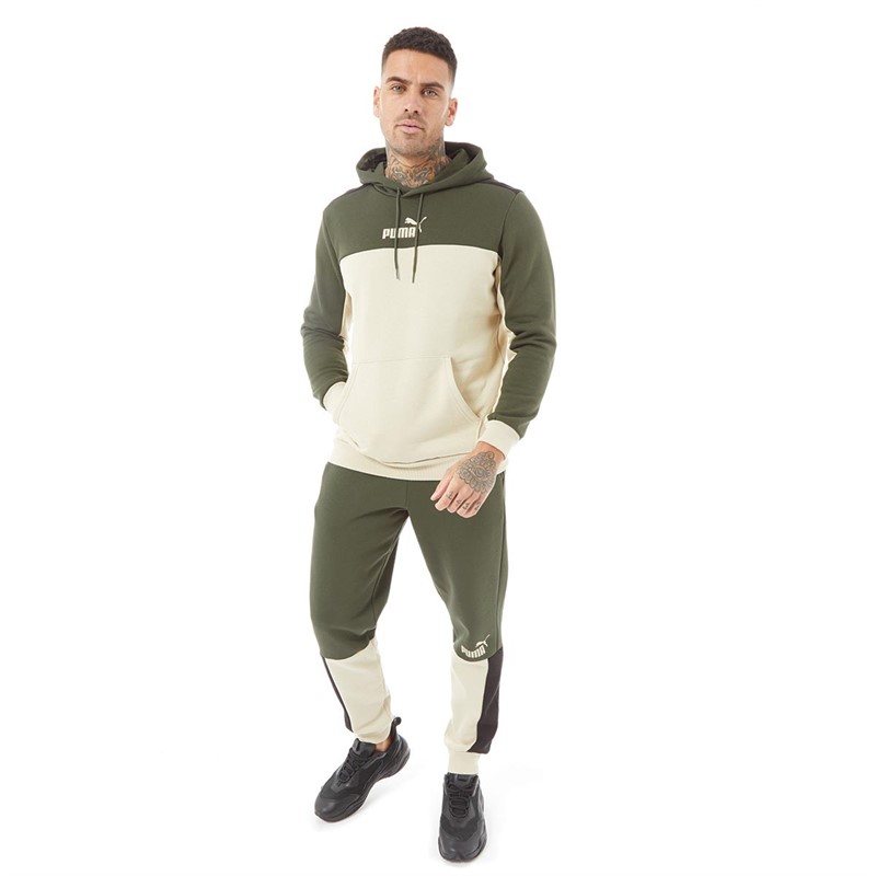 Puma Mens Essentials+ Colourblock Hoodie Putty