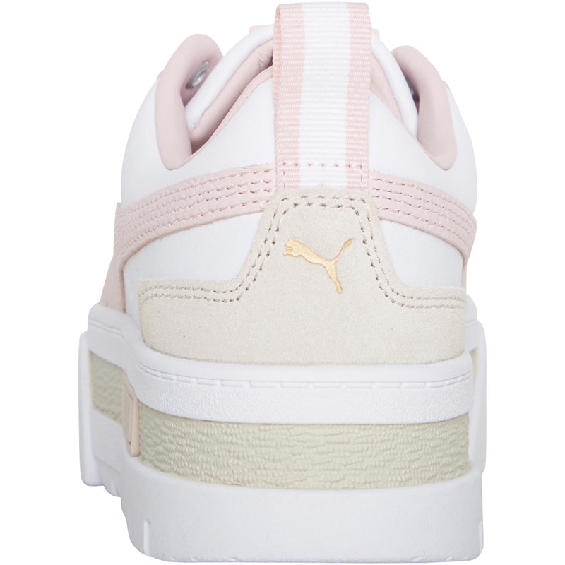 Puma Womens Mayze Tumbled Trainers White/Lotus/Team Gold