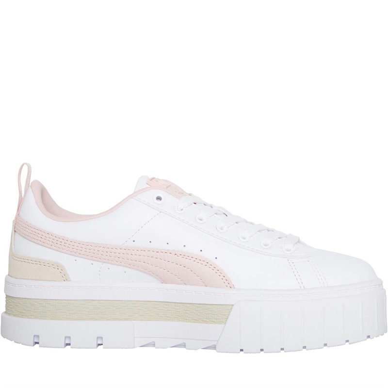 Puma Womens Mayze Tumbled Trainers White/Lotus/Team Gold