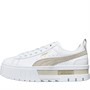 Puma Womens Mayze Leather Platform Trainers Puma White/Peyote