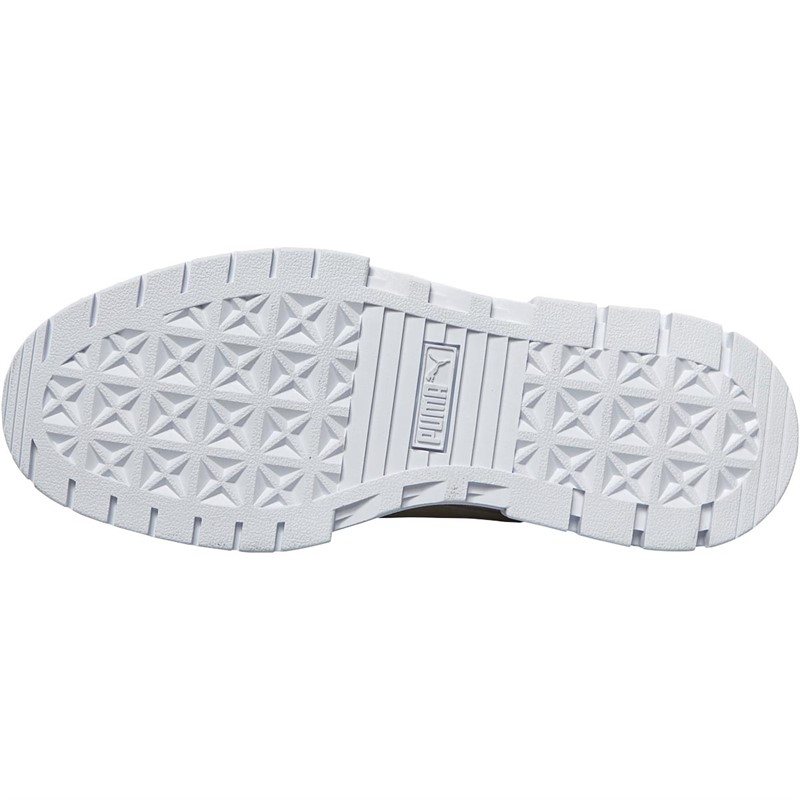 Puma Womens Mayze Leather Platform Trainers Puma White/Peyote
