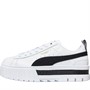 Puma Womens Mayze Leather Platform Trainers Puma White/Puma Black