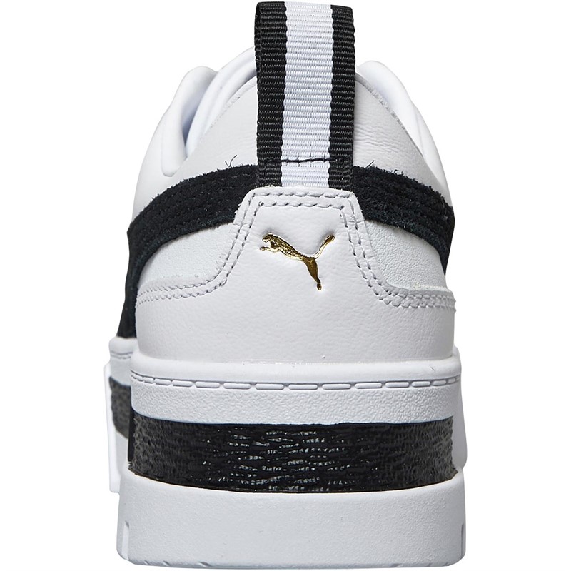 Puma Womens Mayze Leather Platform Trainers Puma White/Puma Black