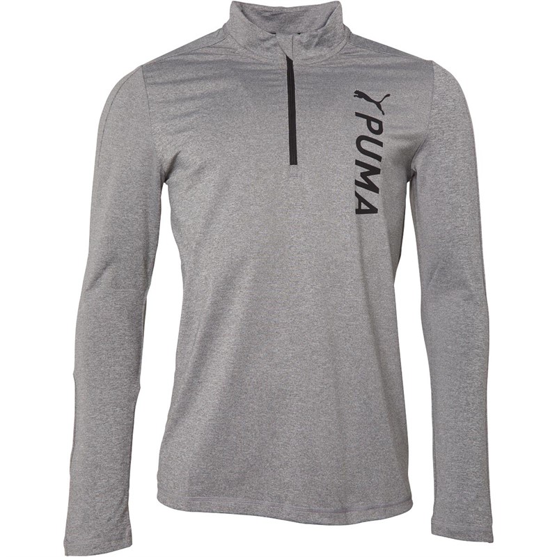 Puma Mens Puma Fit Drycell Polyspan 1/4 Zip Top Grey Heather