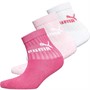 Puma Girls Junior Three Pack Crew Socks White/Light Pink