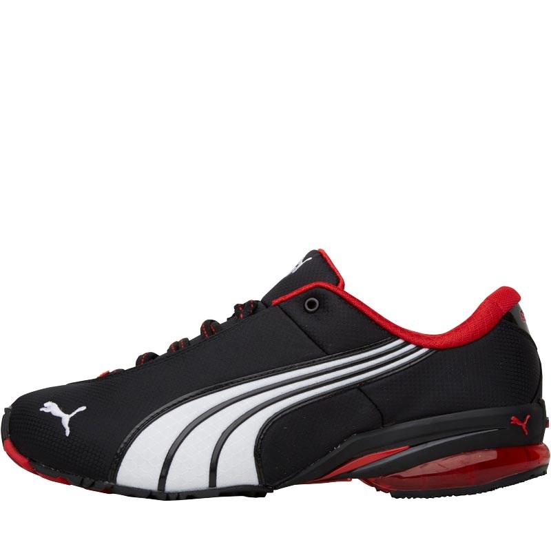 puma black and red trainers