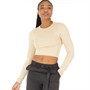 Puma Womens Inland Cropped Tight Long Sleeve T-Shirt Light Sand
