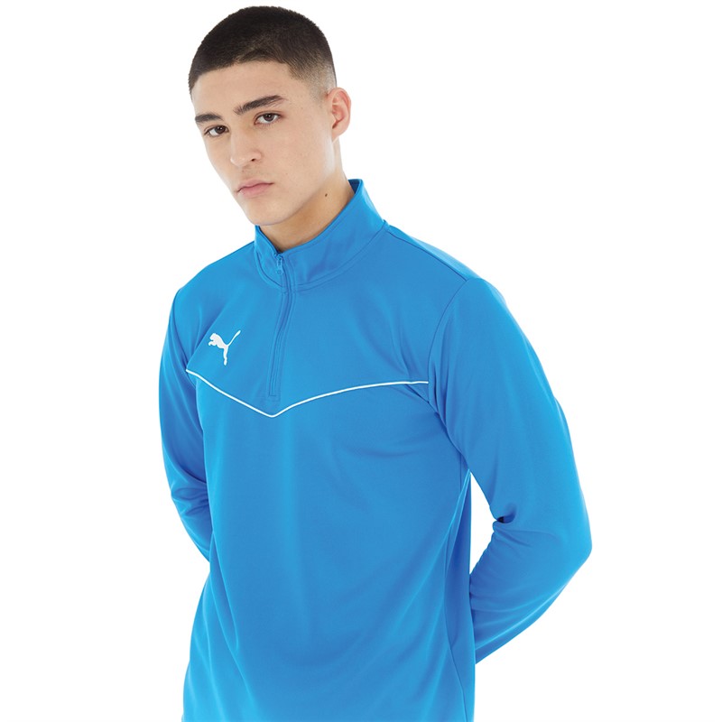 Puma Mens teamRISE Training 1/4 Zip Top Electric Blue Lemonade