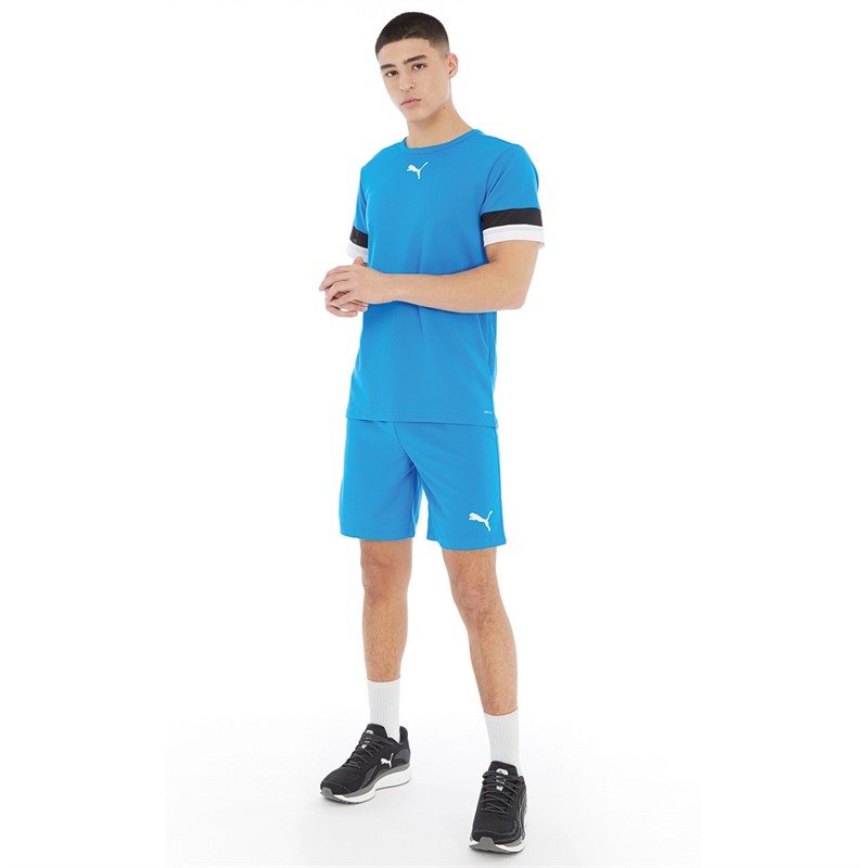 Puma Mens teamRISE Training Jersey Electric Blue Lemonade/Puma Black/Puma White