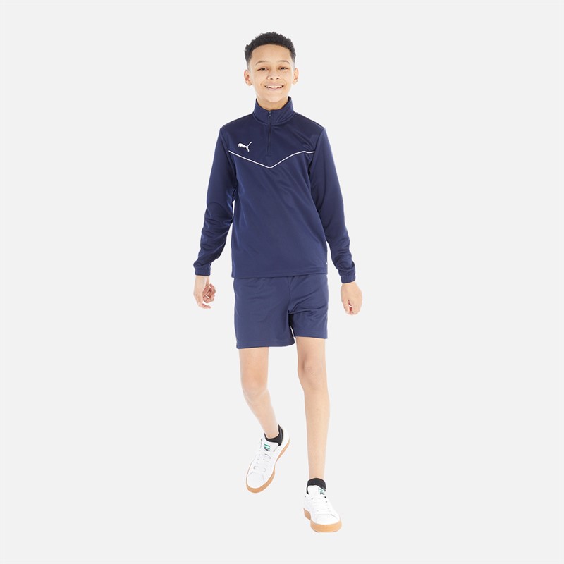 Puma Boys Teamrise Training Poly Track Shorts Peacoat/Puma White