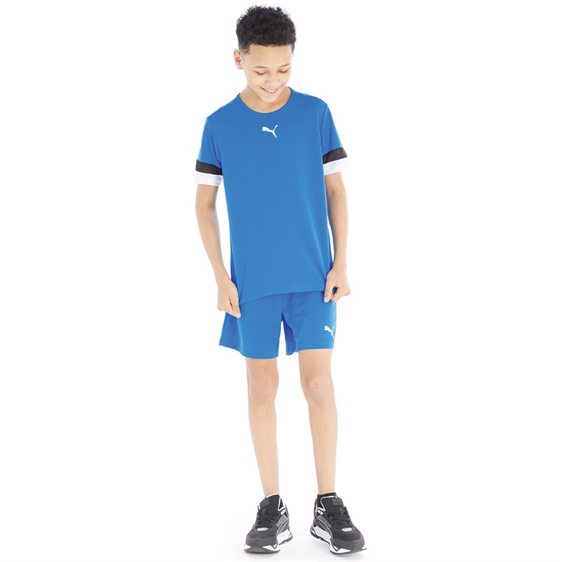 Puma Boys Teamrise Training Jersey Electric Blue Lemonade/Puma Black/Puma White