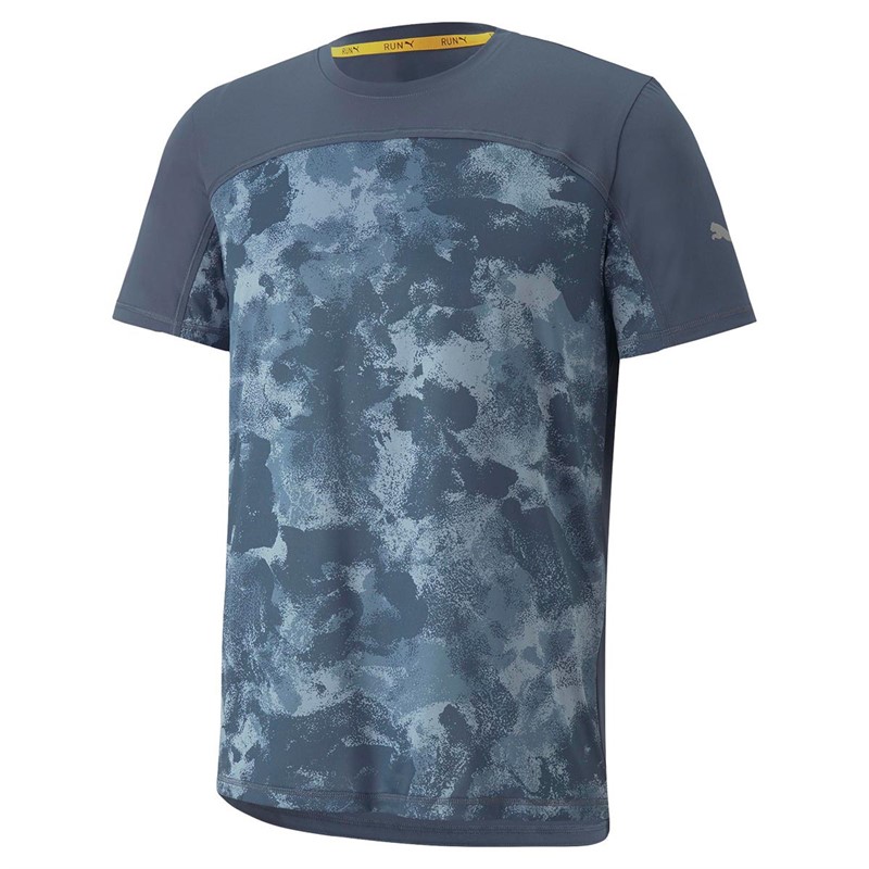 Puma Heren Run dryCELL AOP Graphic Sports Performance Tops Blauw