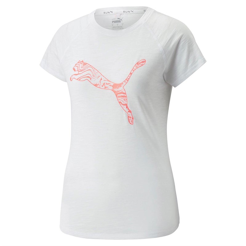 Puma Dames Run dryCELL Logo Sports Performance Tops Wit