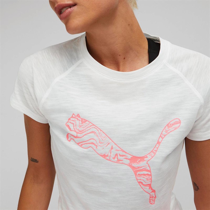 Puma Dames Run dryCELL Logo Sports Performance Tops Wit