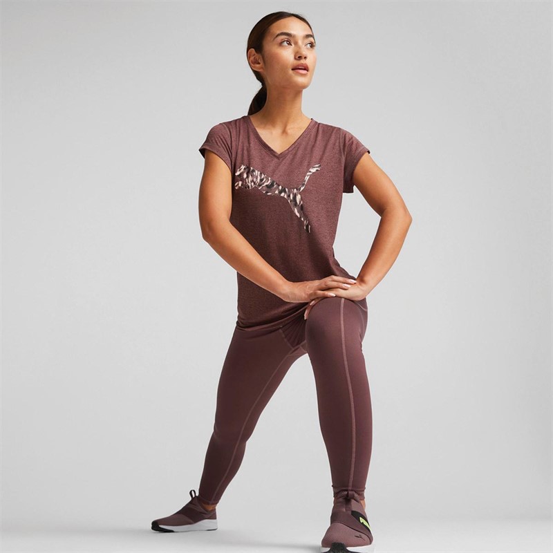 Puma Dames Train Favorite dryCELL Heather Cat Sports Performance Tops Paars