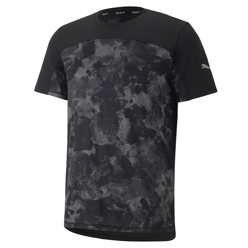 Puma Heren Run dryCELL AOP Graphic Sports Performance Tops Zwart