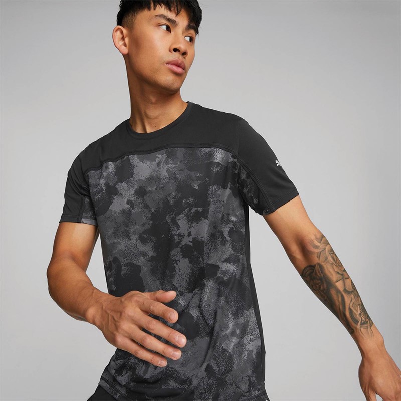 Puma Heren Run dryCELL AOP Graphic Sports Performance Tops Zwart