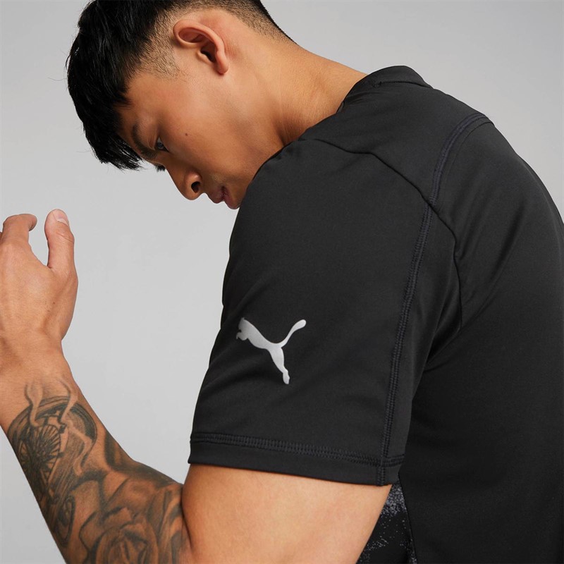 Puma Heren Run dryCELL AOP Graphic Sports Performance Tops Zwart