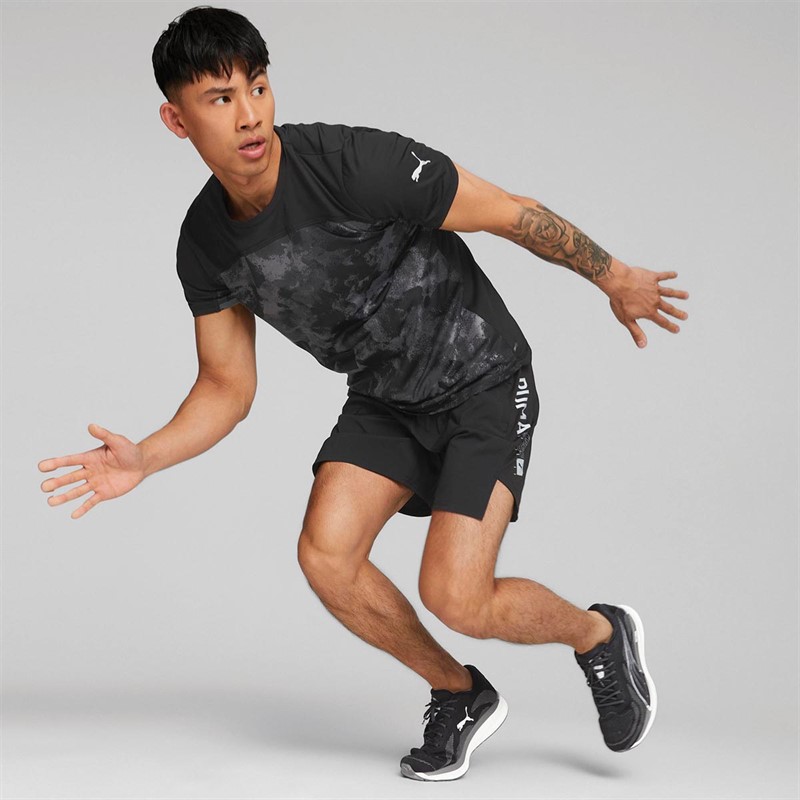 Puma Heren Run dryCELL AOP Graphic Sports Performance Tops Zwart