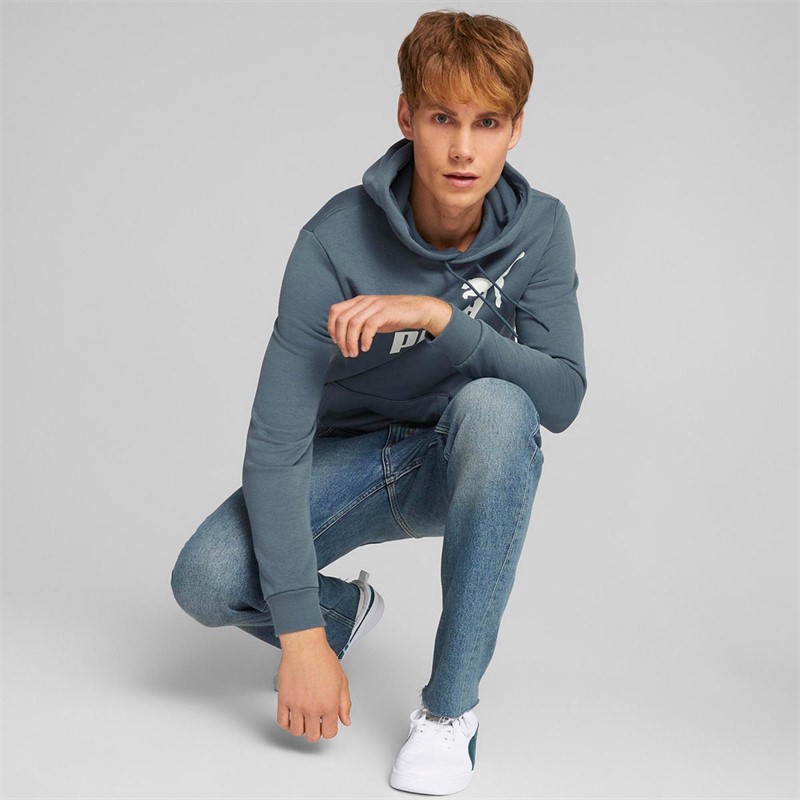 Puma Heren Essentials Big Logo Hoodies Blauw