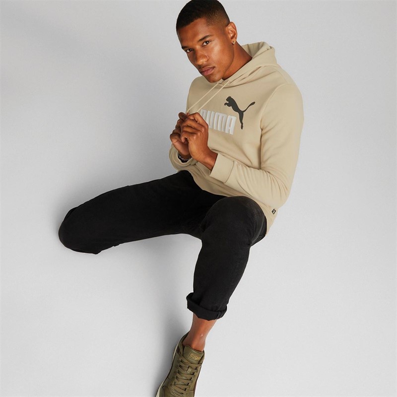 Puma Męskie Essentials+ Big Logo Bluzy z kapturami Ecru