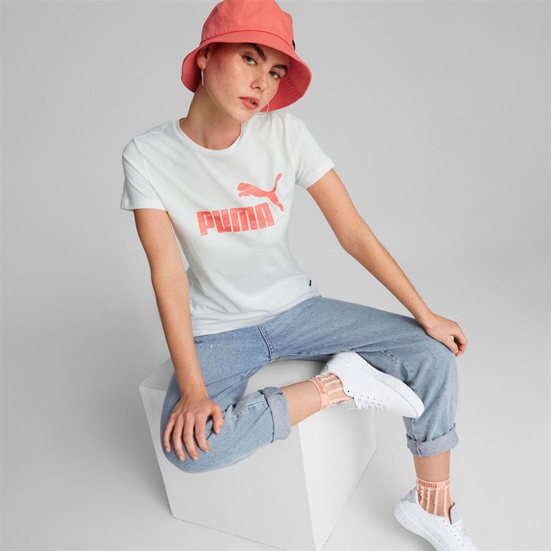 Puma Damen Essentials+ Animal Logo Tops Weiß