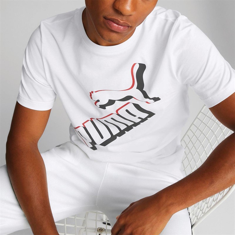 Puma T-Shirts Essentials+ Big Logo Homme Blanc
