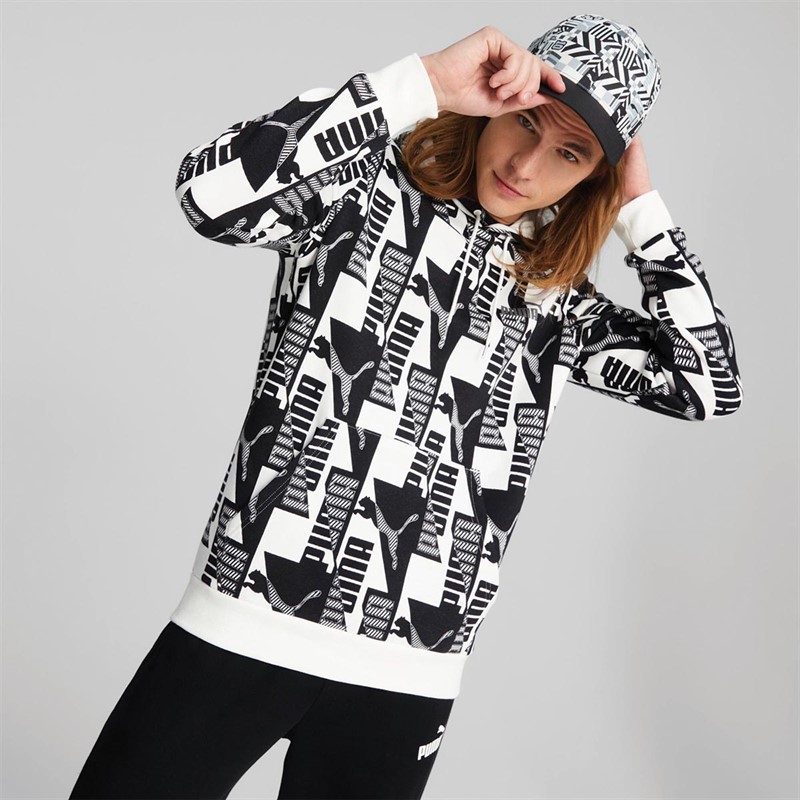 Puma Herren Power AOP Kapuzenpullover Weiß