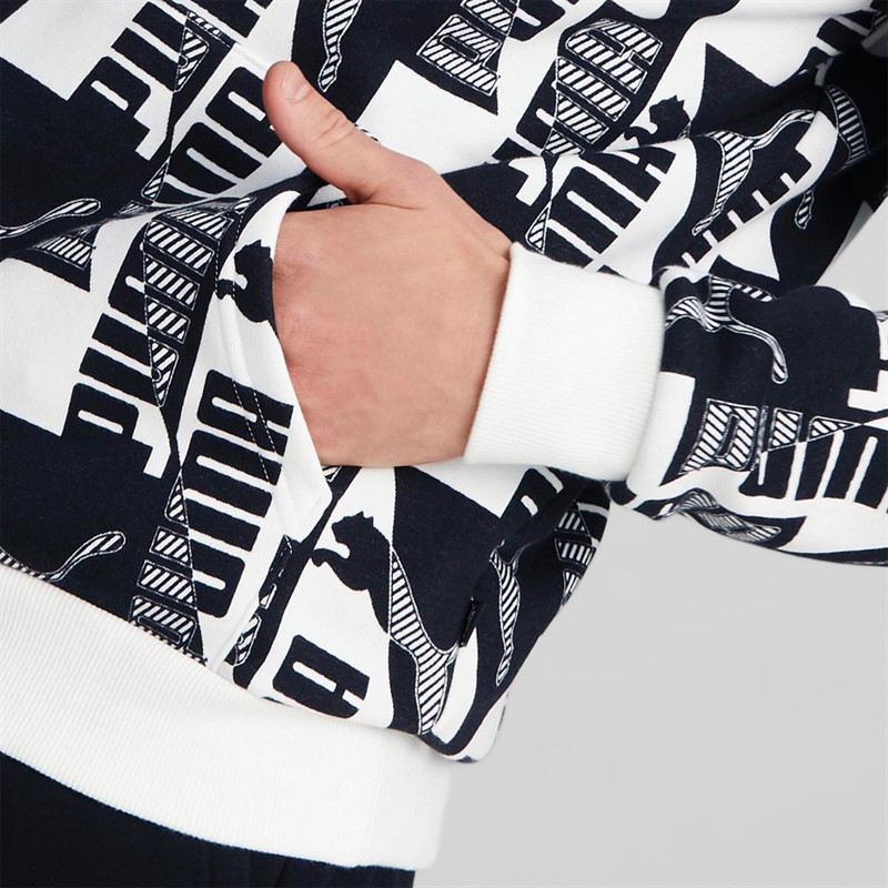 Puma Herren Power AOP Kapuzenpullover Weiß