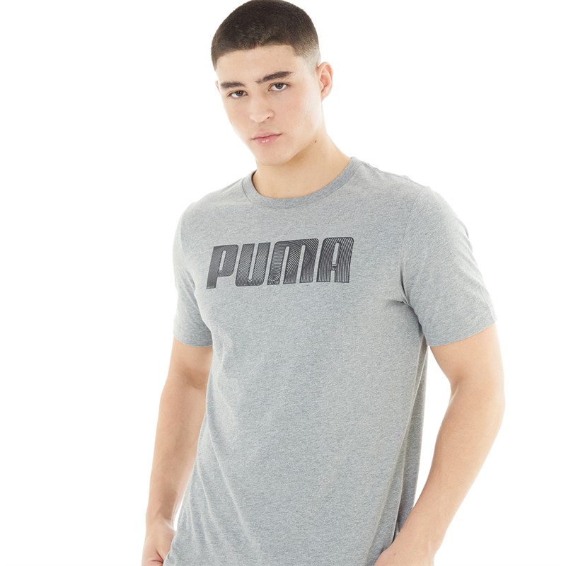 Puma Mens Sportstyle Logo T-Shirt Medium Gray Heather