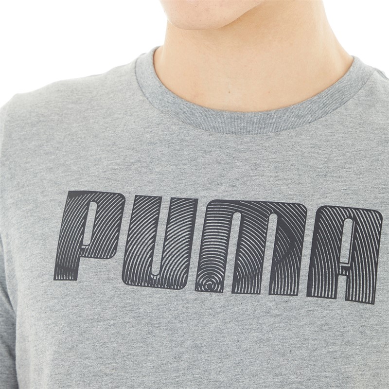 Puma Mens Sportstyle Logo T-Shirt Medium Gray Heather