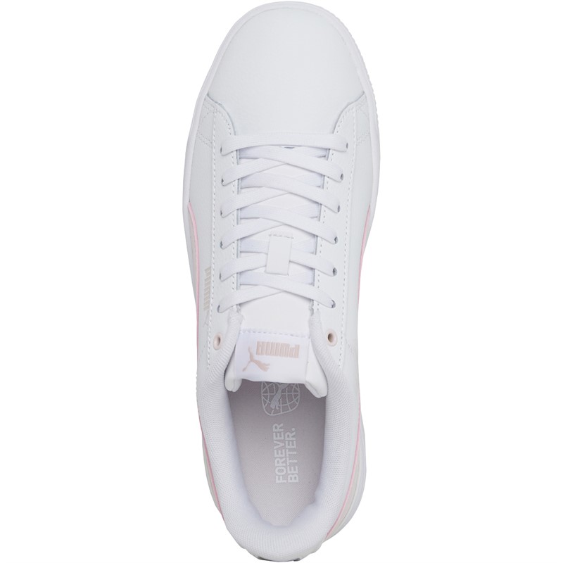 Puma Womens Vikky V3 Leather Trainers White/Pink