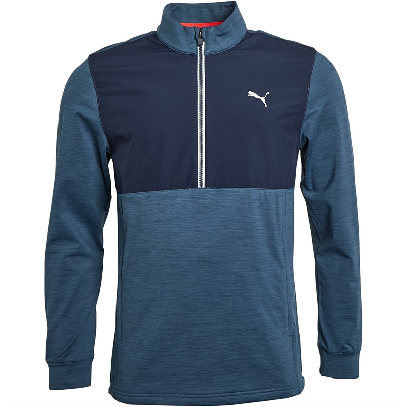 Puma Mens Cloudspun WRMLBL 1/4 Zip Golf Top Navy/Blue