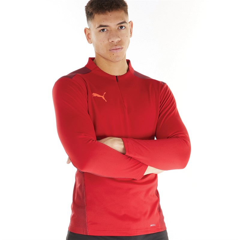 Puma Mens Cup Training 1/4 Zip Top Chilli Pepper/Cordovan/Red Blast