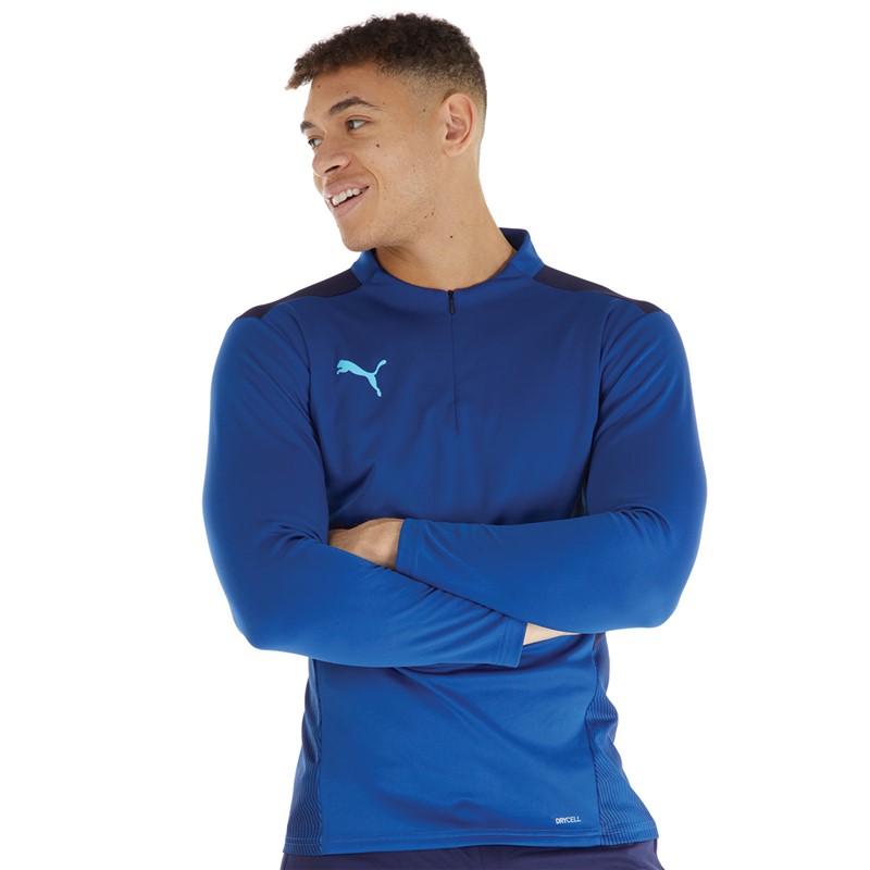 Puma Mens Cup Training 1/4 Zip Top Limoges/Peacoat/Blue Atoll