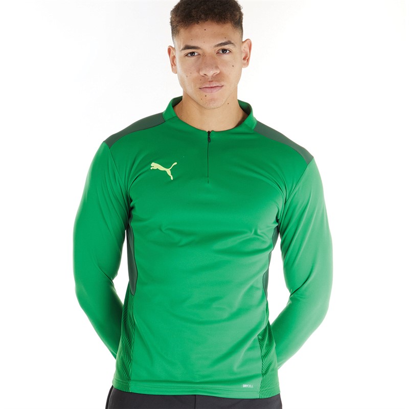 Puma Mens Cup Training 1/4 Zip Top Amazon Green/Dark Green/Green Gecko