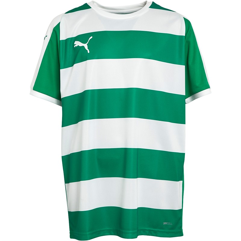 Puma Junior Boys Liga Hooped Jersey Pepper Green/White
