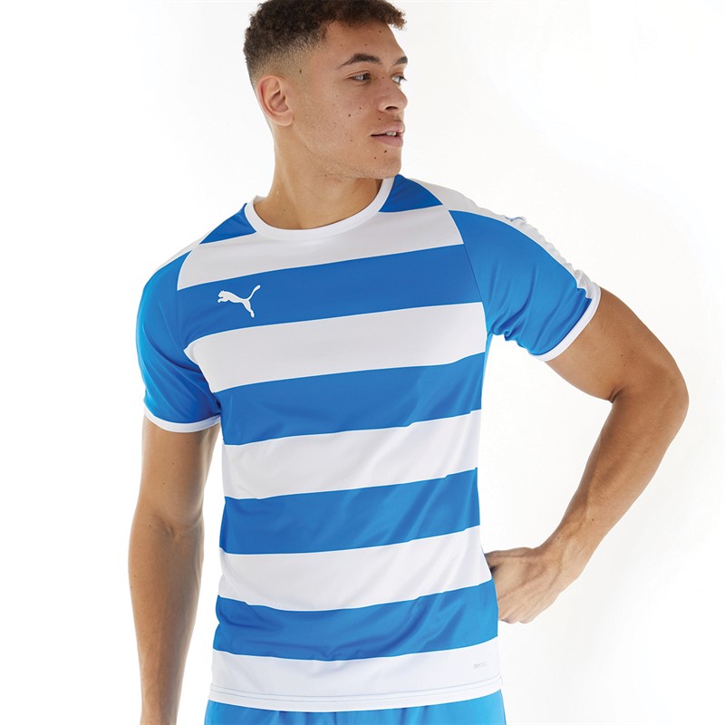 Buy Puma Mens Liga Hooped Jersey Electric Blue Lemonadewhite