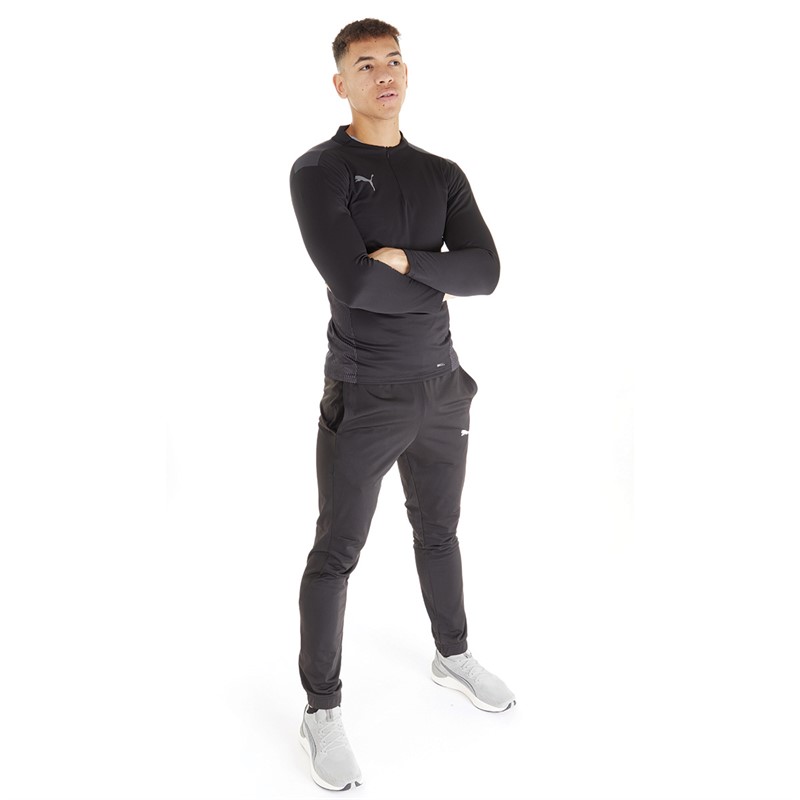 Puma Mens Cup Training 1/4 Zip Top Black/Smoked Pearl/Asphalt