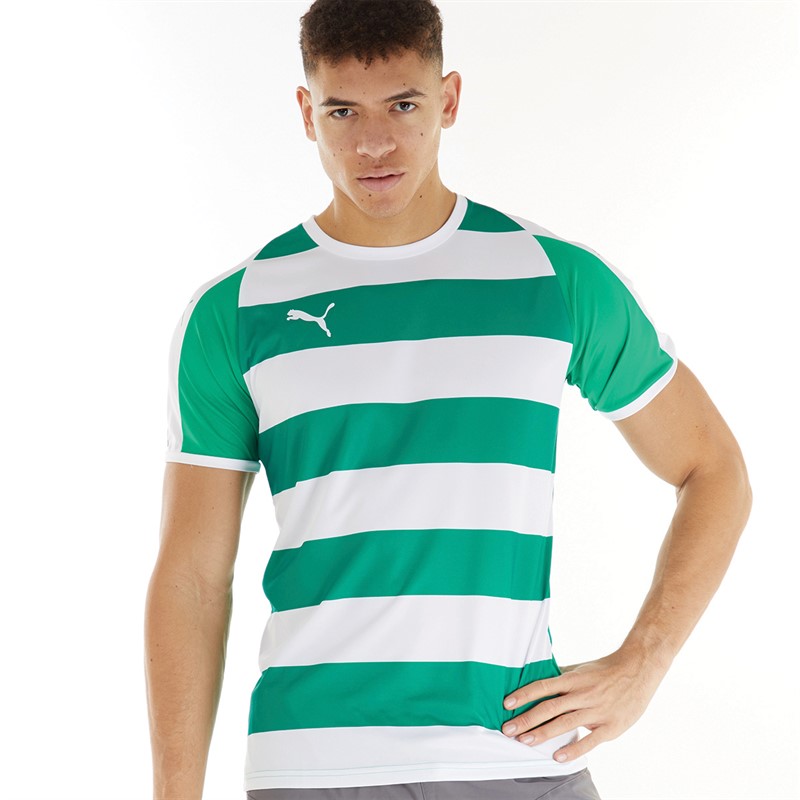 Buy Puma Mens Liga Hooped Jersey Pepper Green White