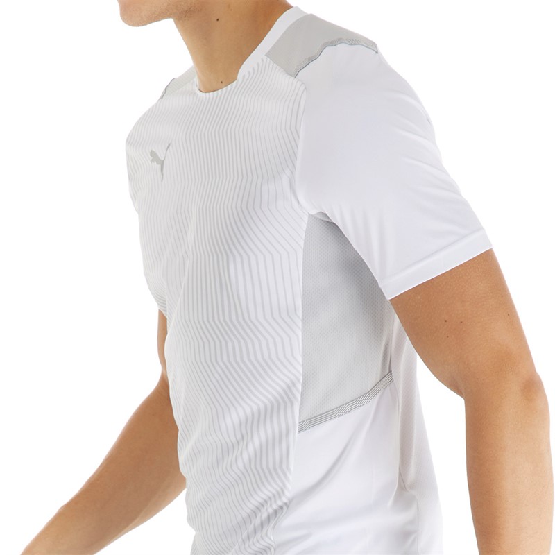 Puma Mens Cup Graphic Training Top White Grey Violet