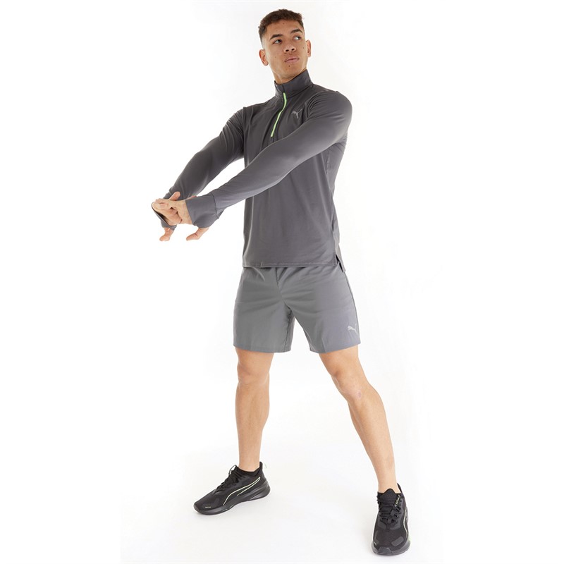 Puma Mens Run Favourite Drycell 2-In-1 Running Shorts Grey/Green