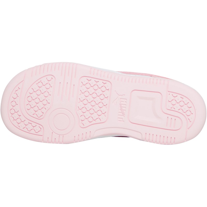 Puma Infant Girls Rebound V6 Lo AC Trainers Pink/White/Orange