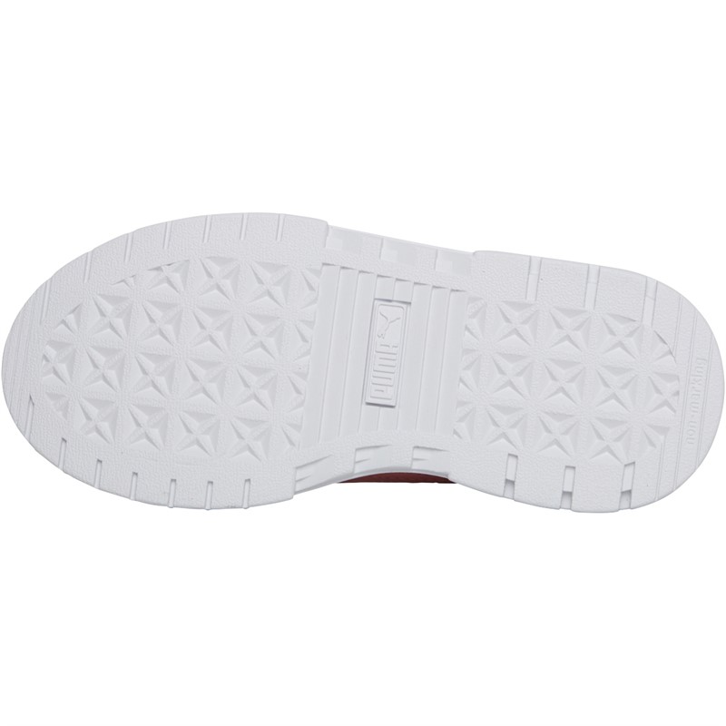 Puma Girls Mayze Leather Trainers Peach/White
