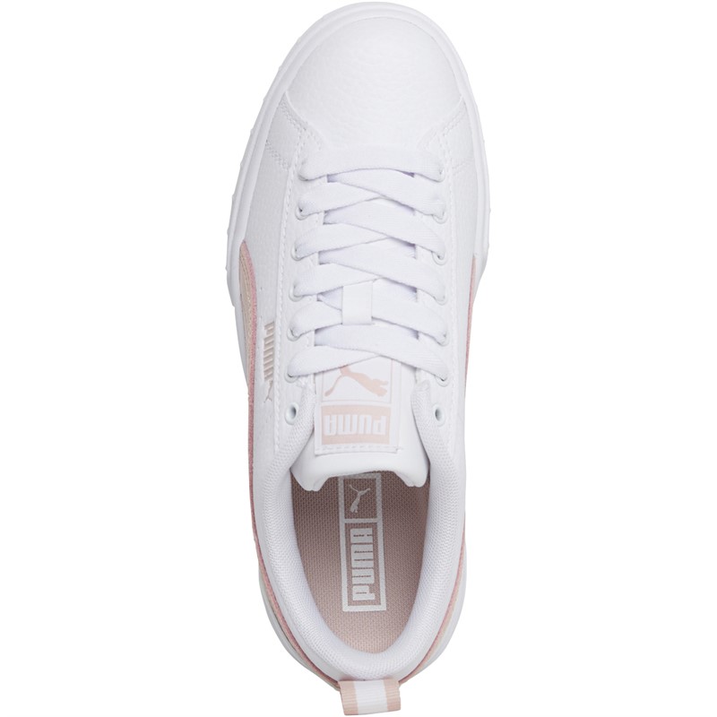 Puma Junior Girls Mayze Patent Trainers White/Rose