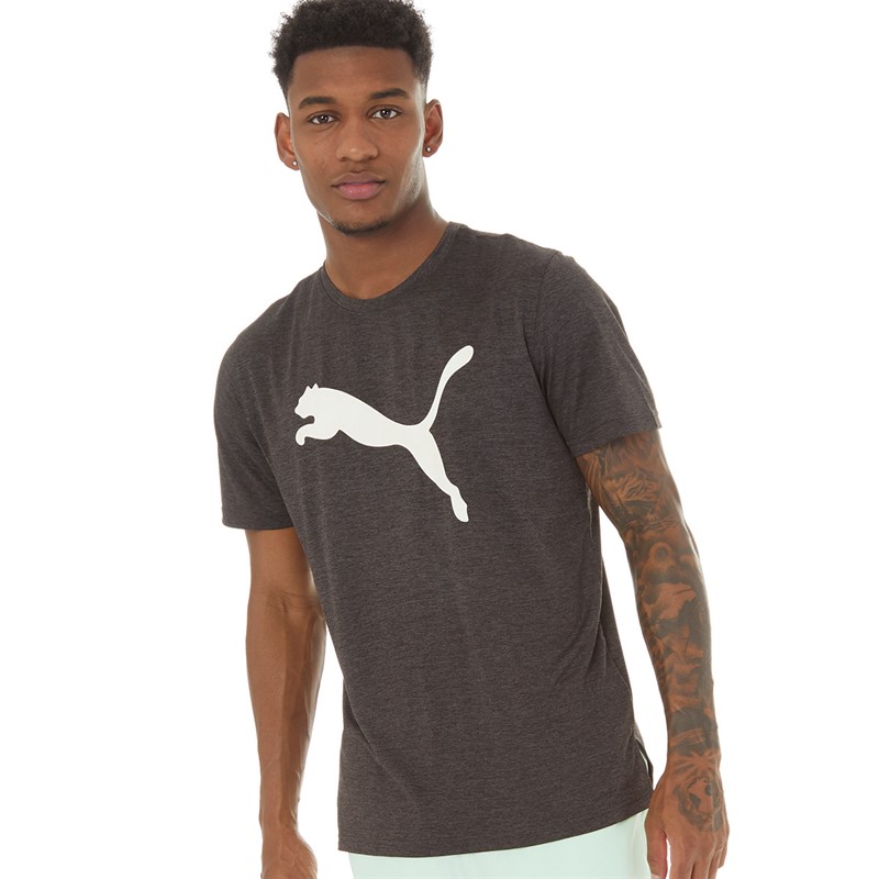 Kob Puma Maend Traening Favorit Heather Kat T Shirt Puma Sort Heather