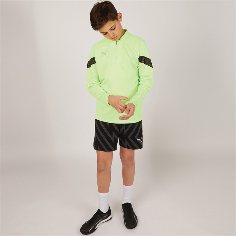 Puma Junior Boys Teamfinal Training 1/4 Zip Top Fizzy Lime/Puma Black/Puma Silver