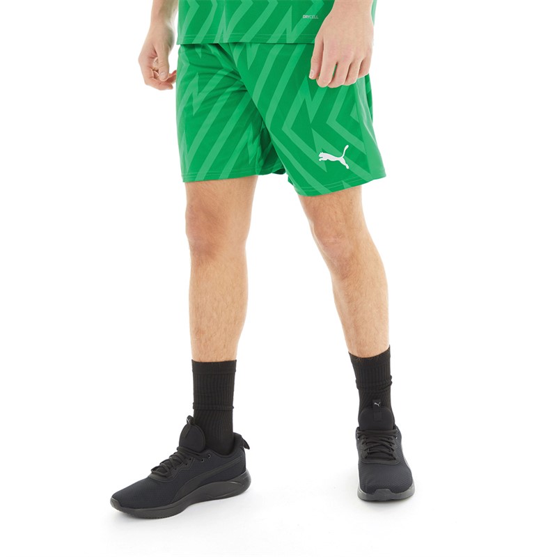 Puma Mens Team Graphic Goalkeeper Shorts Grassy Green