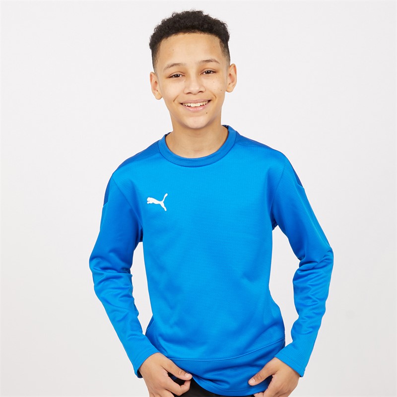 Puma Junior Boys Goal Training Sweat Electric Blue Lemonade/Team Power Blue